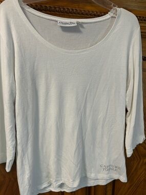 Dior Parfume Cream 3/4 Sleeve 'Capture Totale' Tee size 40, or medium